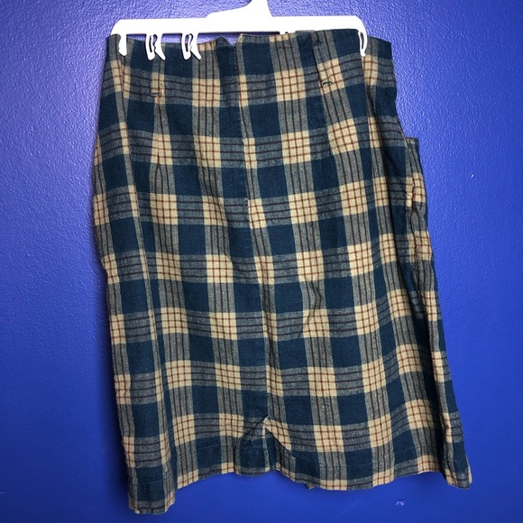 Special 70’s Vintage Plaid Skirt, Size 7/8, Blue Tan and Brown - Picture 5 of 9